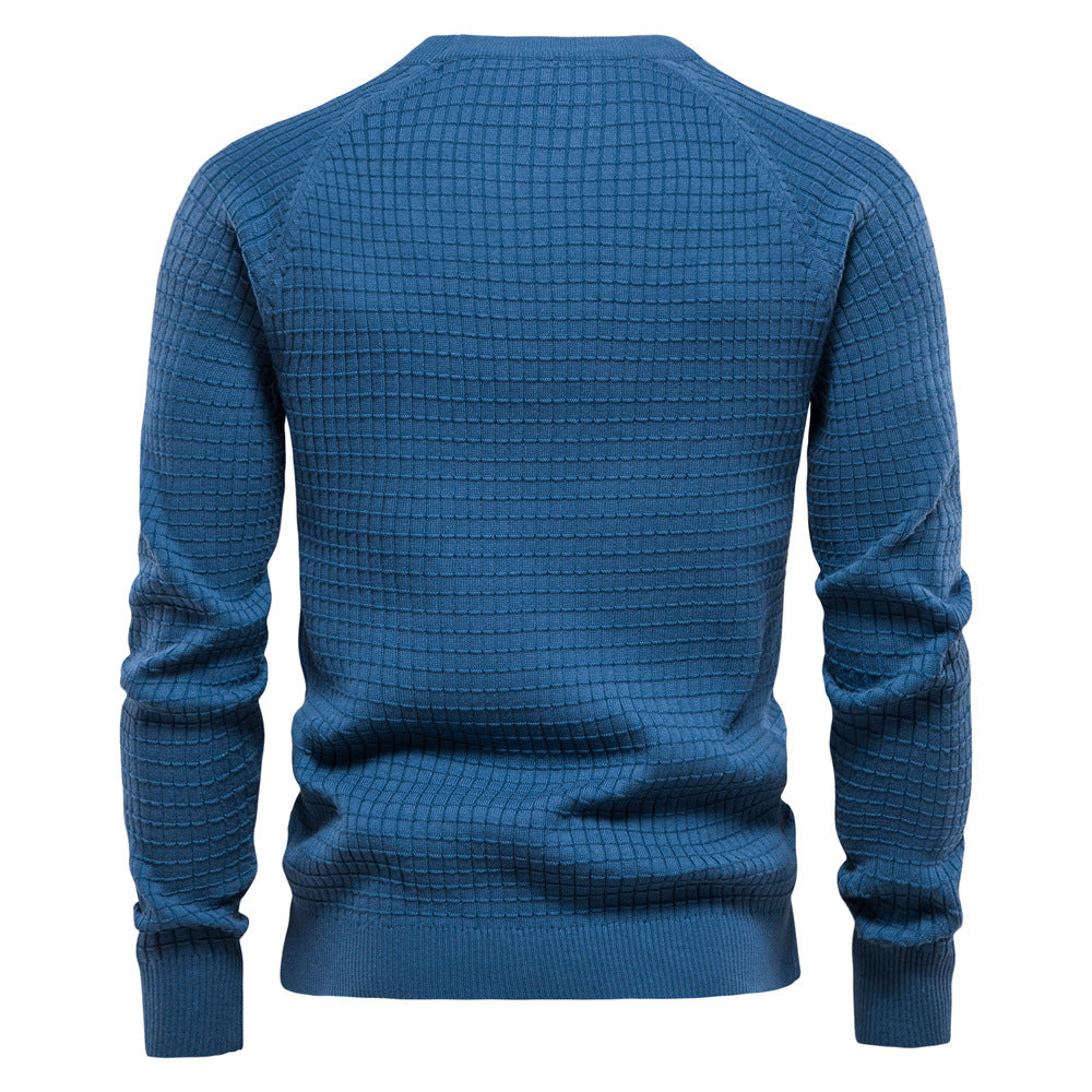 Herren Pullover mit Strukturiertem Rundhalsausschnitt - Longsleeve Regular Fit