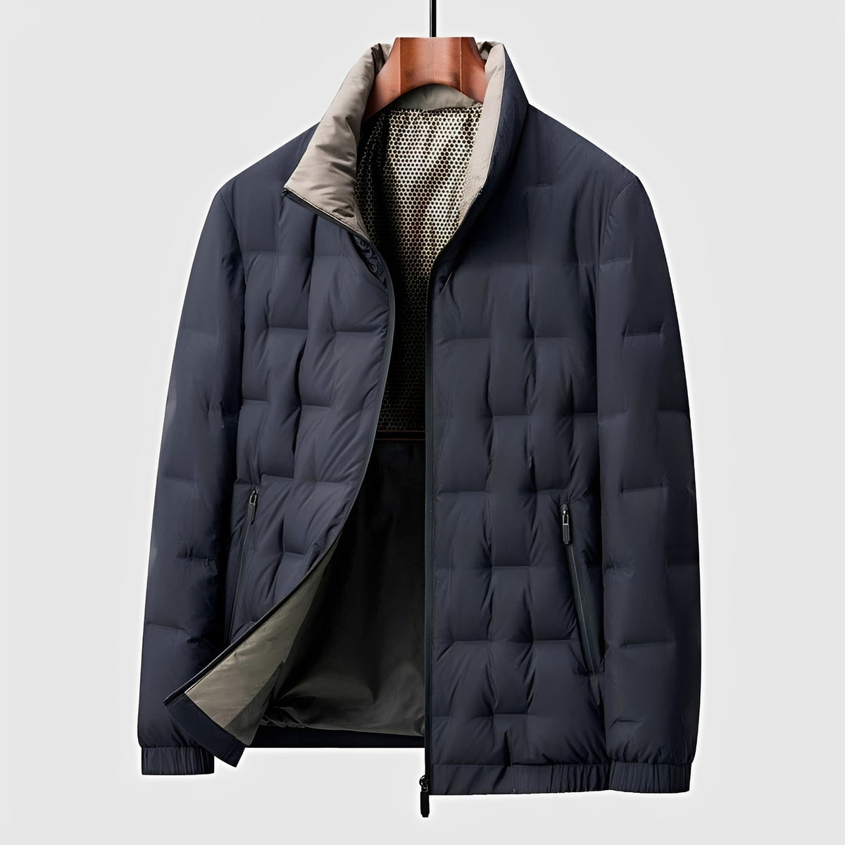 Herren Steppjacke - Stehkragen, Reißverschluss, Leichtes Design