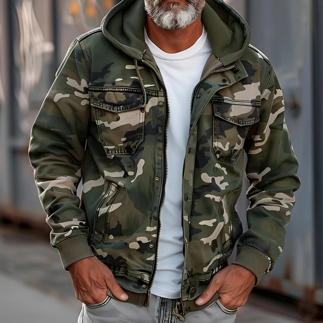 Herren Tarnjacke mit Kapuze und Brusttaschen - casual Fit