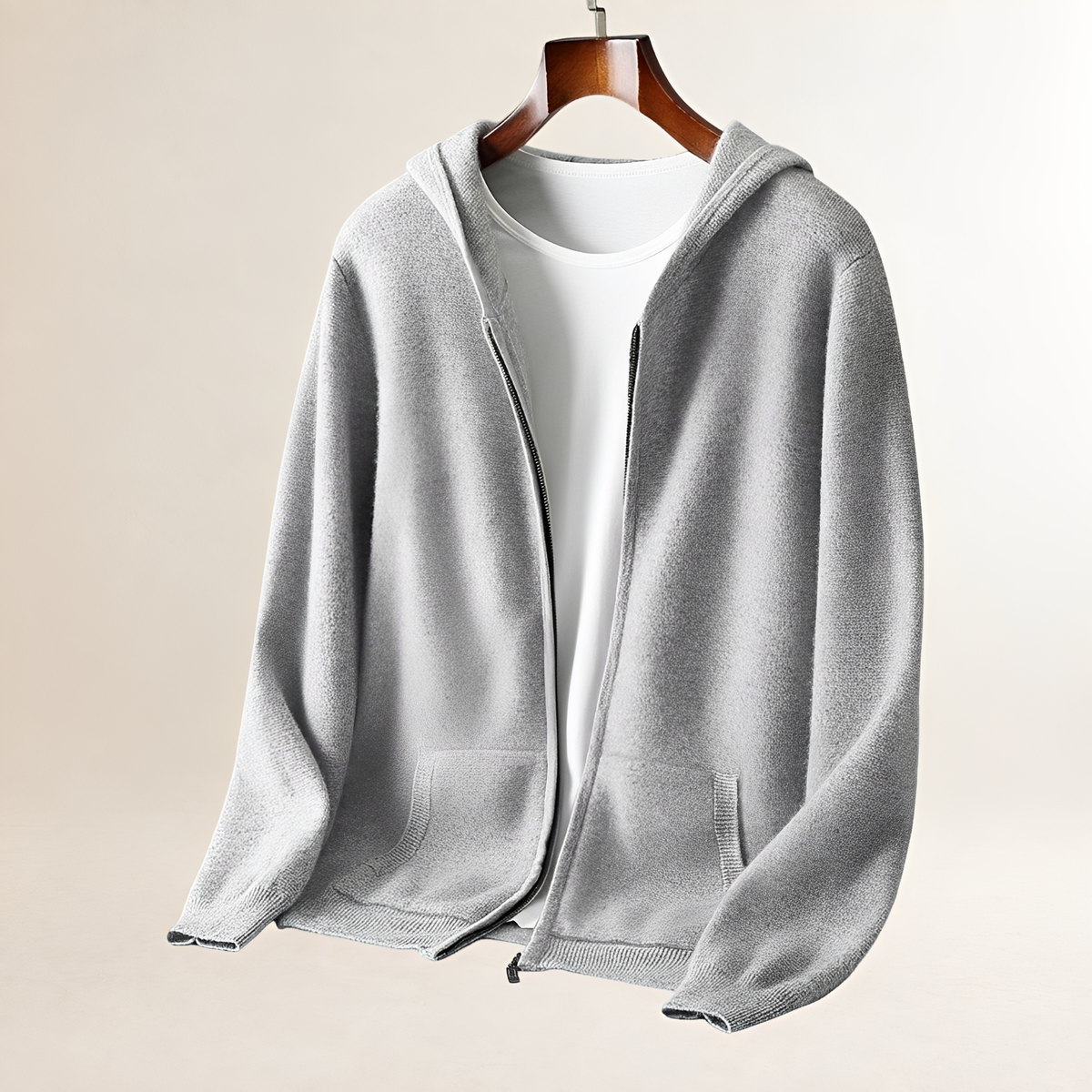 Herren Zip-Hoodie mit Textur-Design und Taschen - Relaxed Fit, Reißverschluss