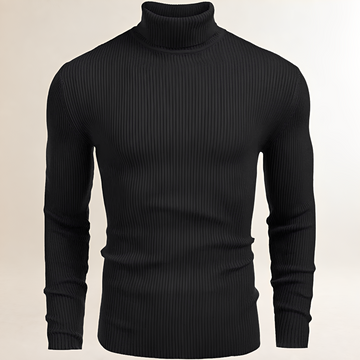 Herrens Turtleneck-Pullover - Slim Fit, Rippstrick, Lange Ärmel