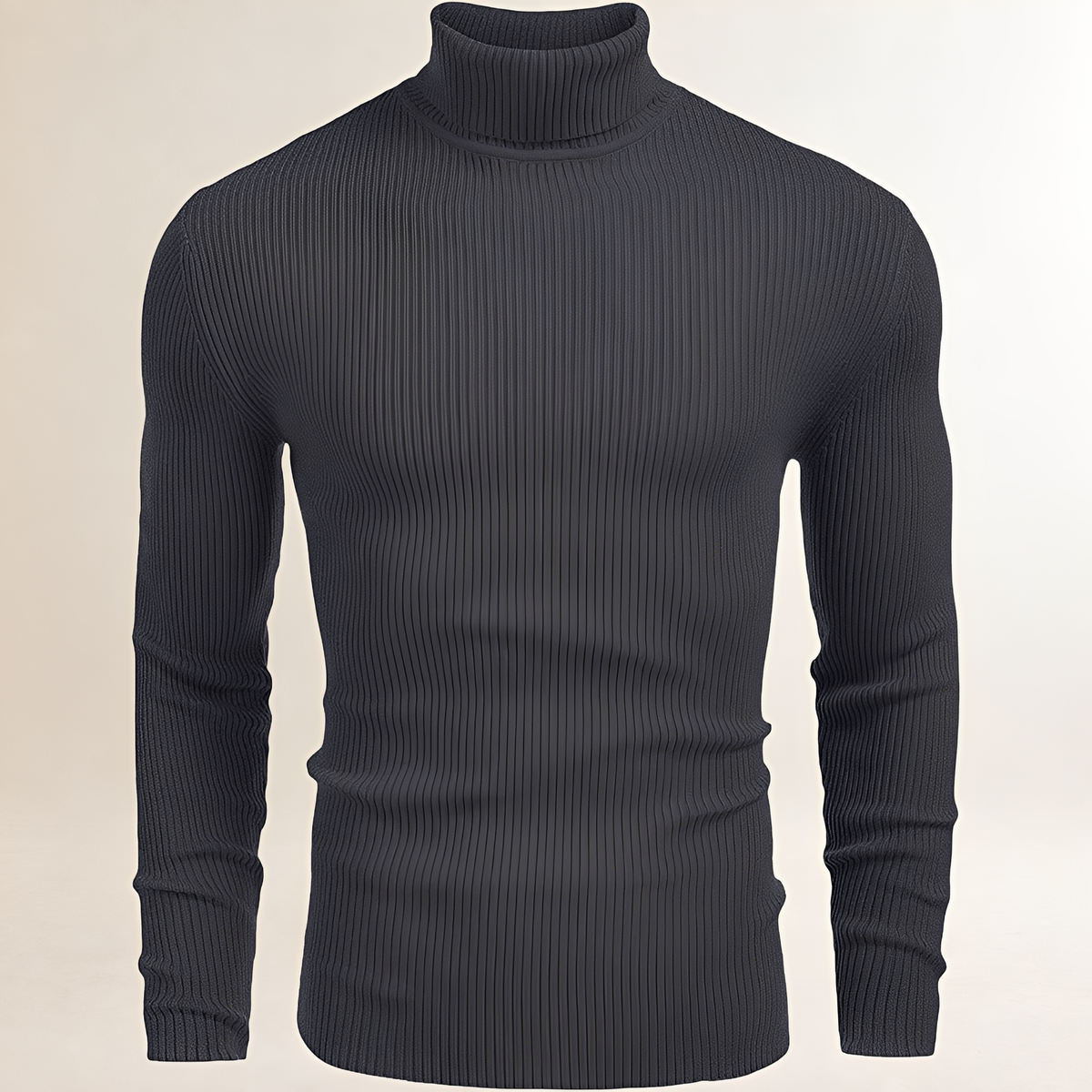 Herrens Turtleneck-Pullover - Slim Fit, Rippstrick, Lange Ärmel