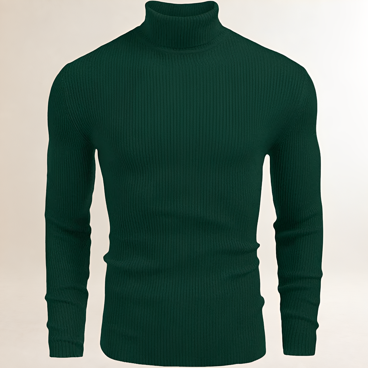 Herrens Turtleneck-Pullover - Slim Fit, Rippstrick, Lange Ärmel
