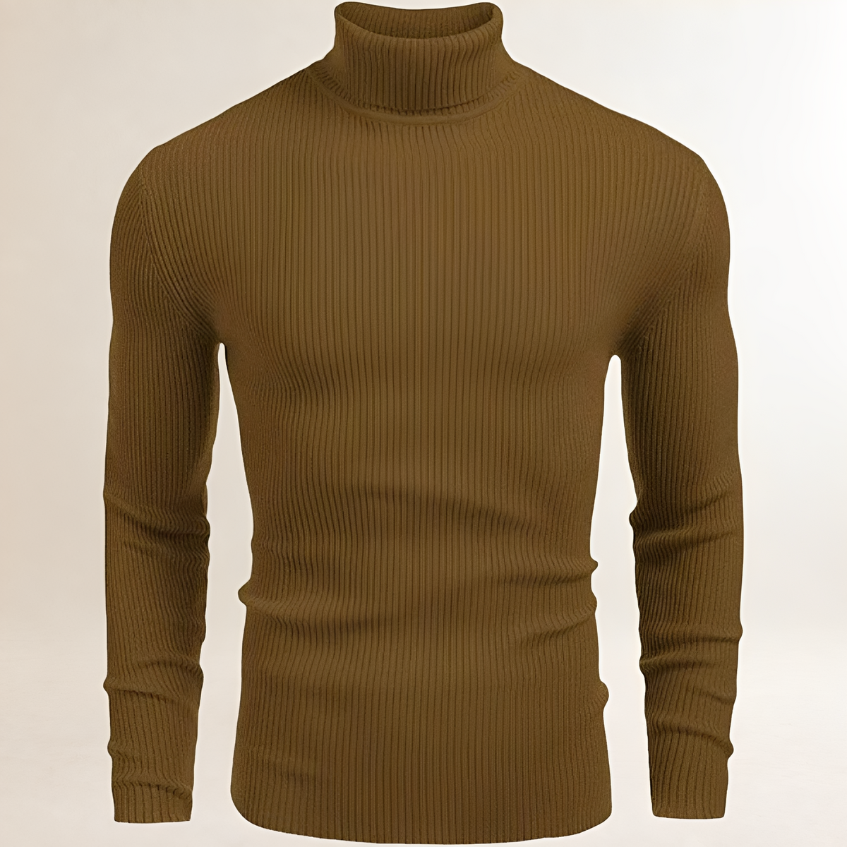 Herrens Turtleneck-Pullover - Slim Fit, Rippstrick, Lange Ärmel