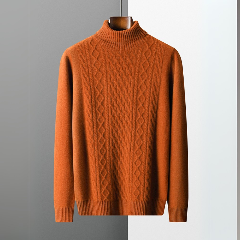 Herrenturtleneck-Pullover Regular Fit mit Strukturmuster und Rippkragen