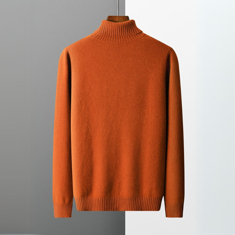 Herrenturtleneck-Pullover Regular Fit mit Strukturmuster und Rippkragen