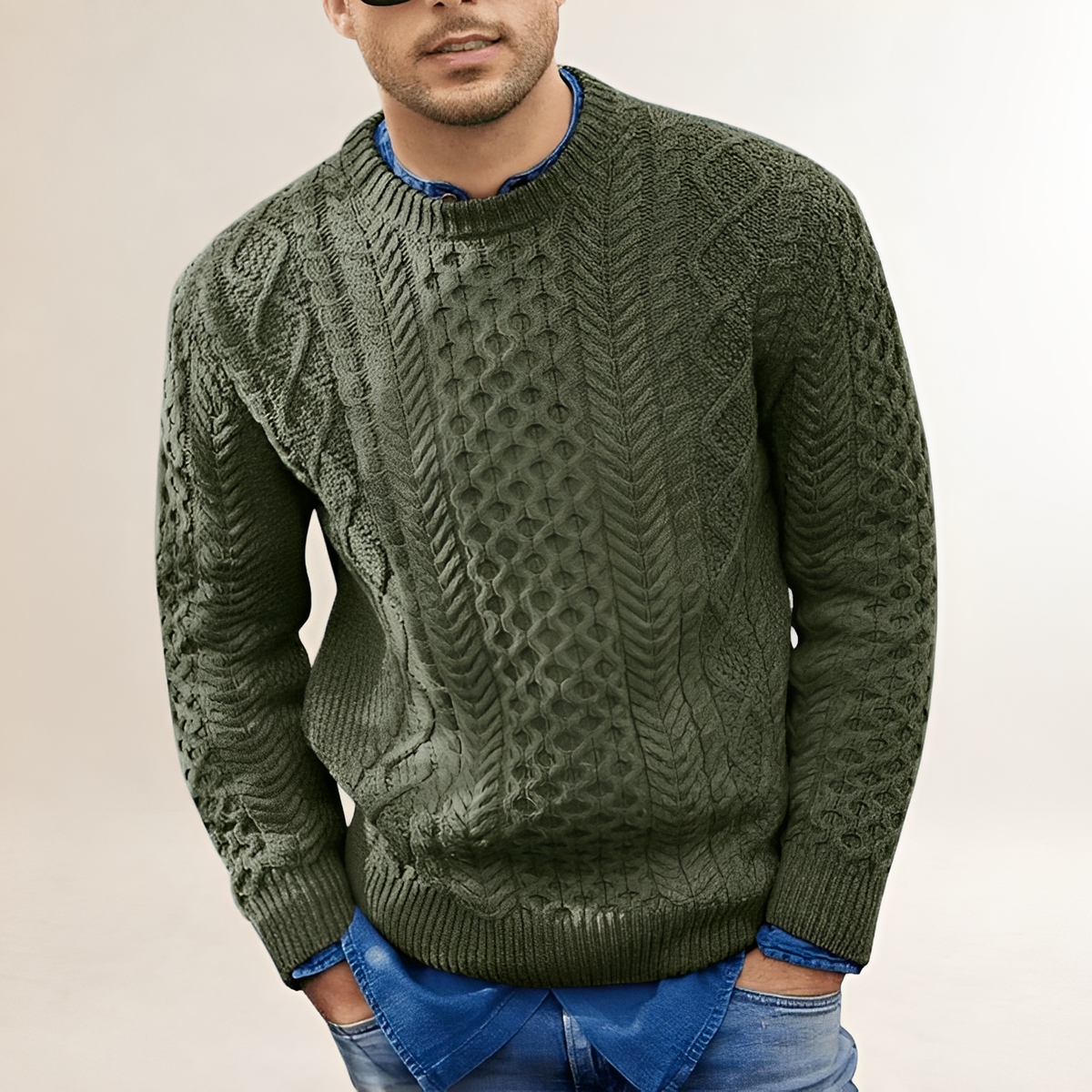 Herrn Pullover - Strukturierte Optik, Rundhalsausschnitt, Regular Fit, Lässiger Stil