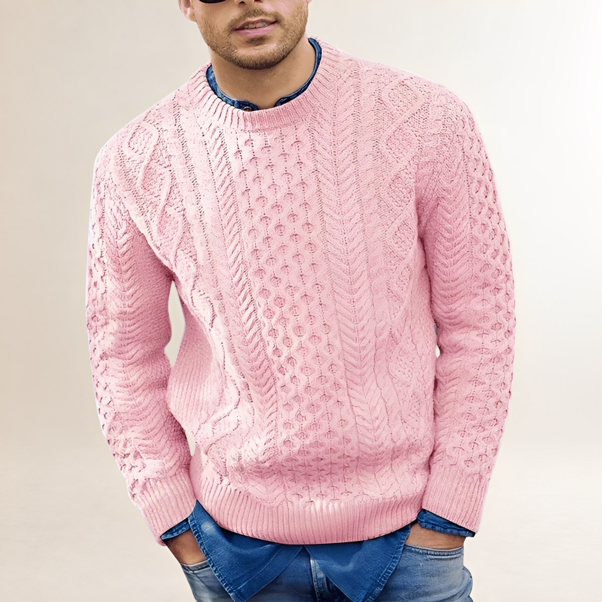 Herrn Pullover - Strukturierte Optik, Rundhalsausschnitt, Regular Fit, Lässiger Stil
