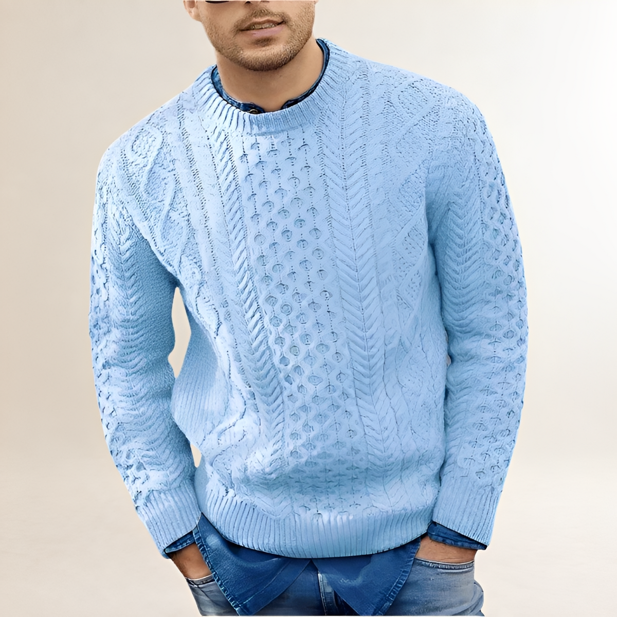 Herrn Pullover - Strukturierte Optik, Rundhalsausschnitt, Regular Fit, Lässiger Stil