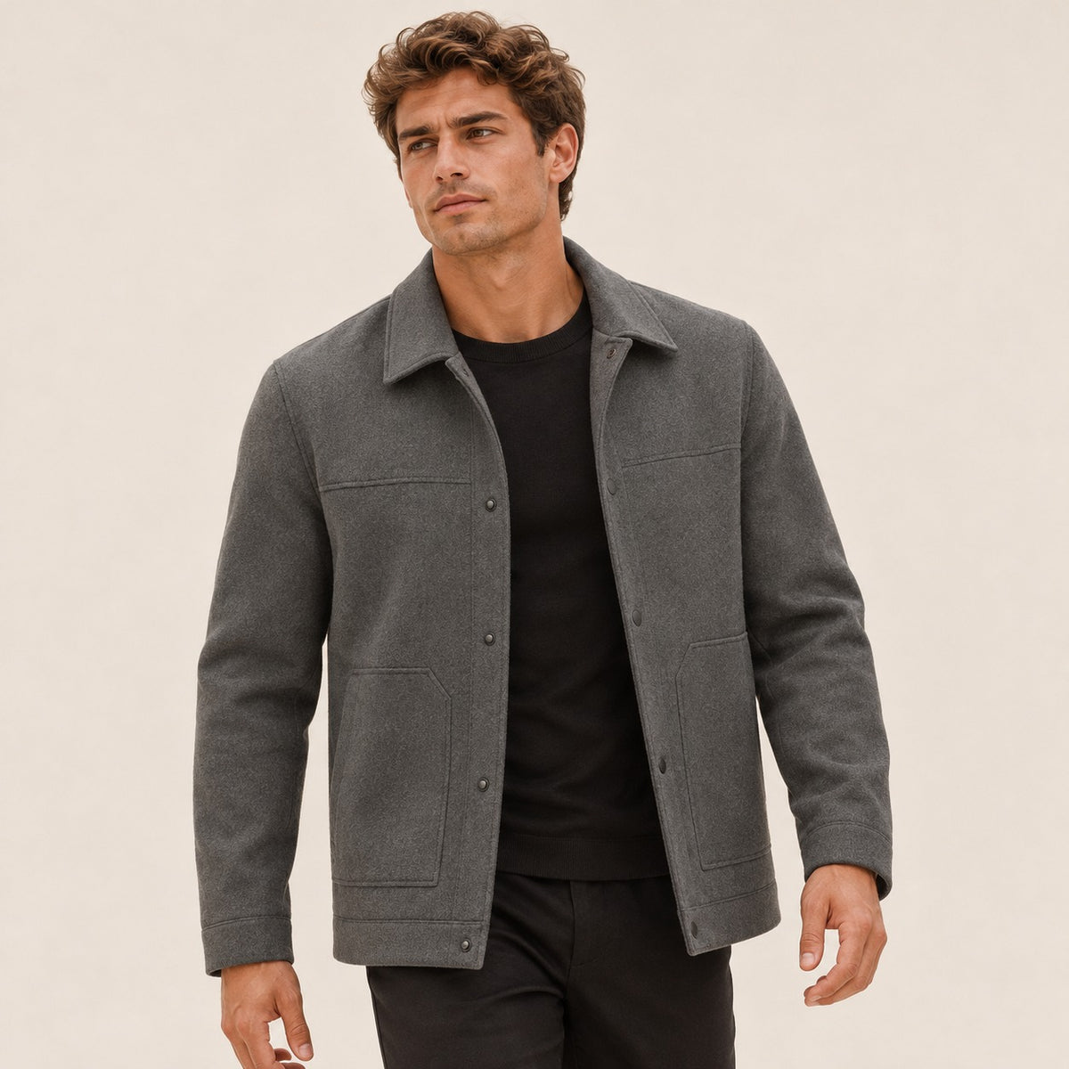 Männer Jacke mit Knopfverschluss und Pattentaschen - Regular Fit