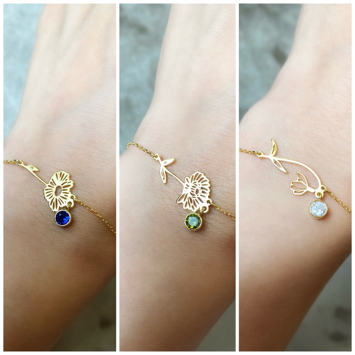 Geburtstagsblumen-Armband - Geburtsstein-Armband