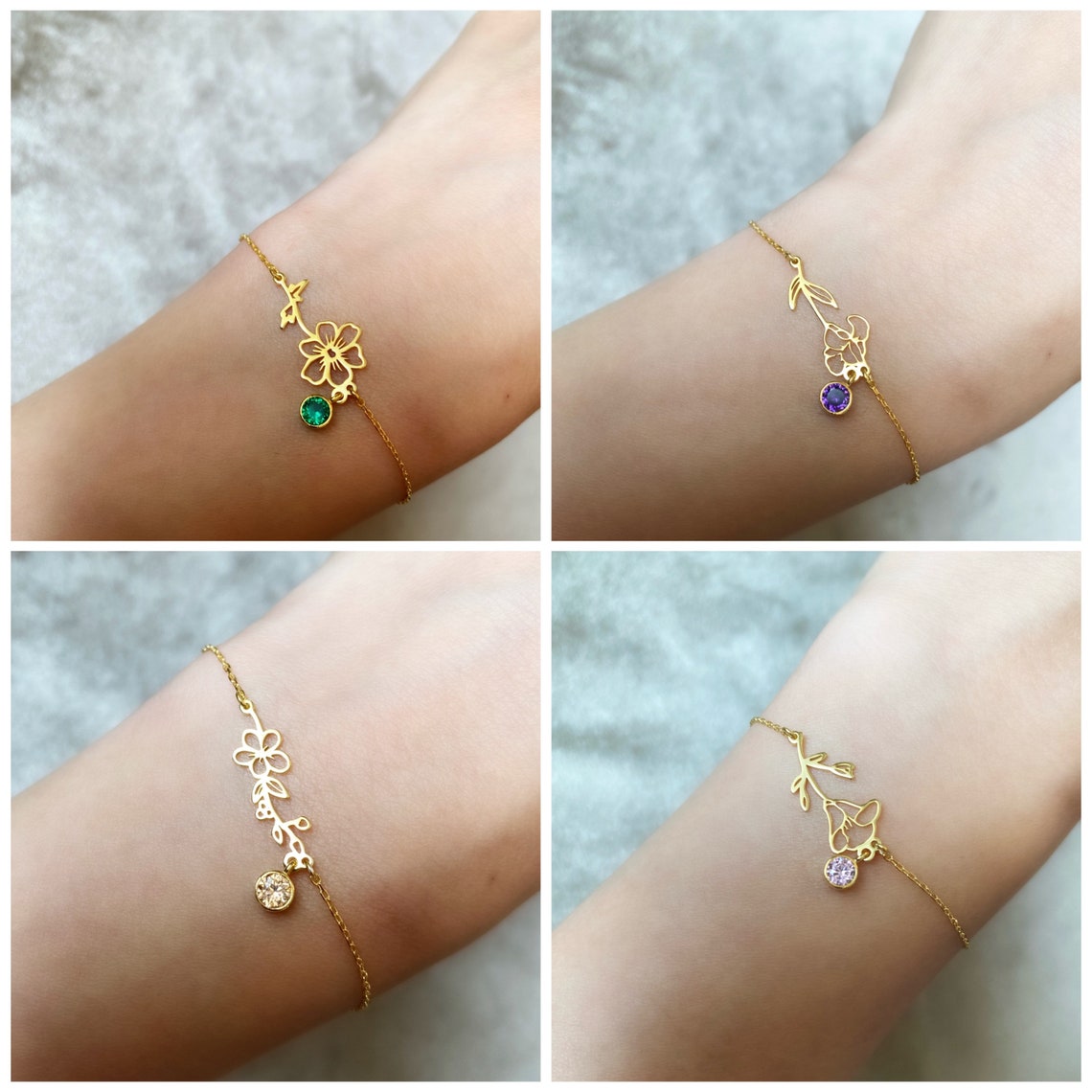 Geburtstagsblumen-Armband - Geburtsstein-Armband