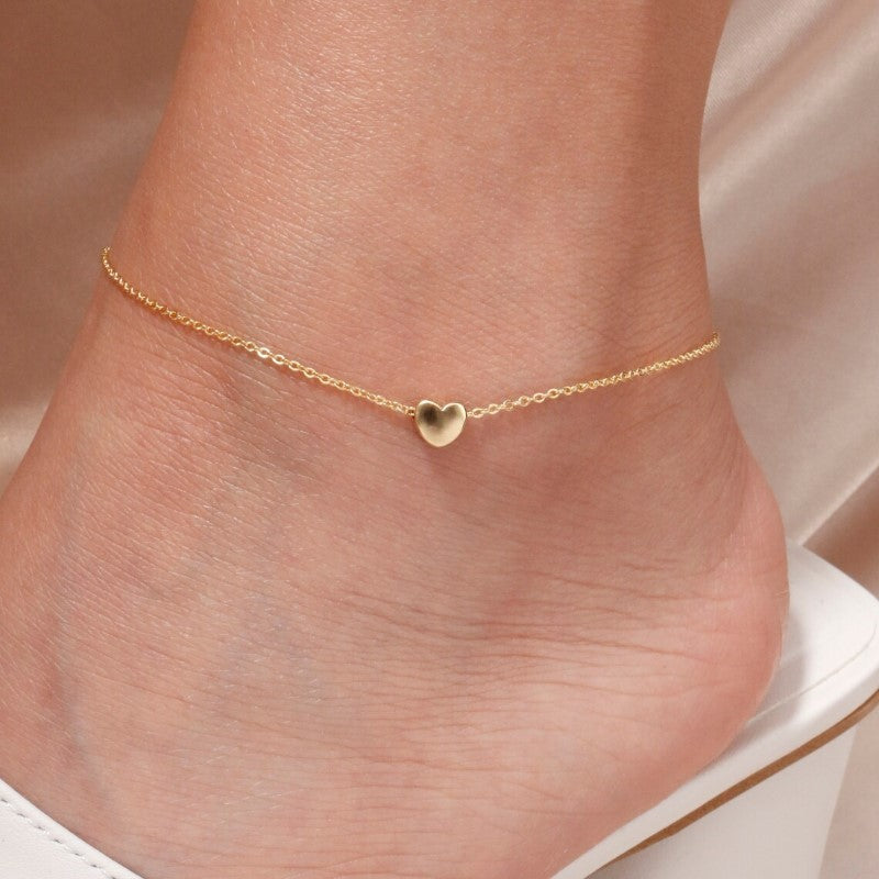 Mini Fußkette in Herzform - Doppeltschicht-Liebe Armband