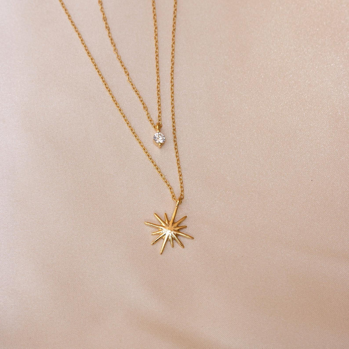 Halskette mit doppelter Schicht - Halskette Starburst Duo