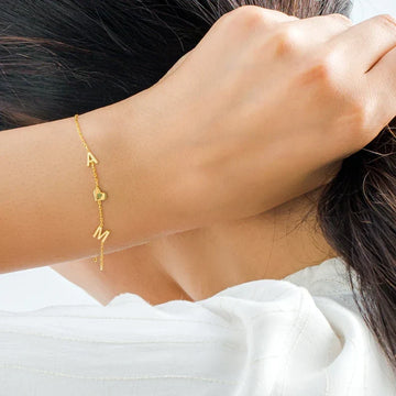 Armband Herz mit doppelten Initialen - Armband Herz der doppelten Liebe für Sie