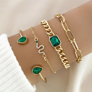 Jade – Set von grünen Kristallarmbändern