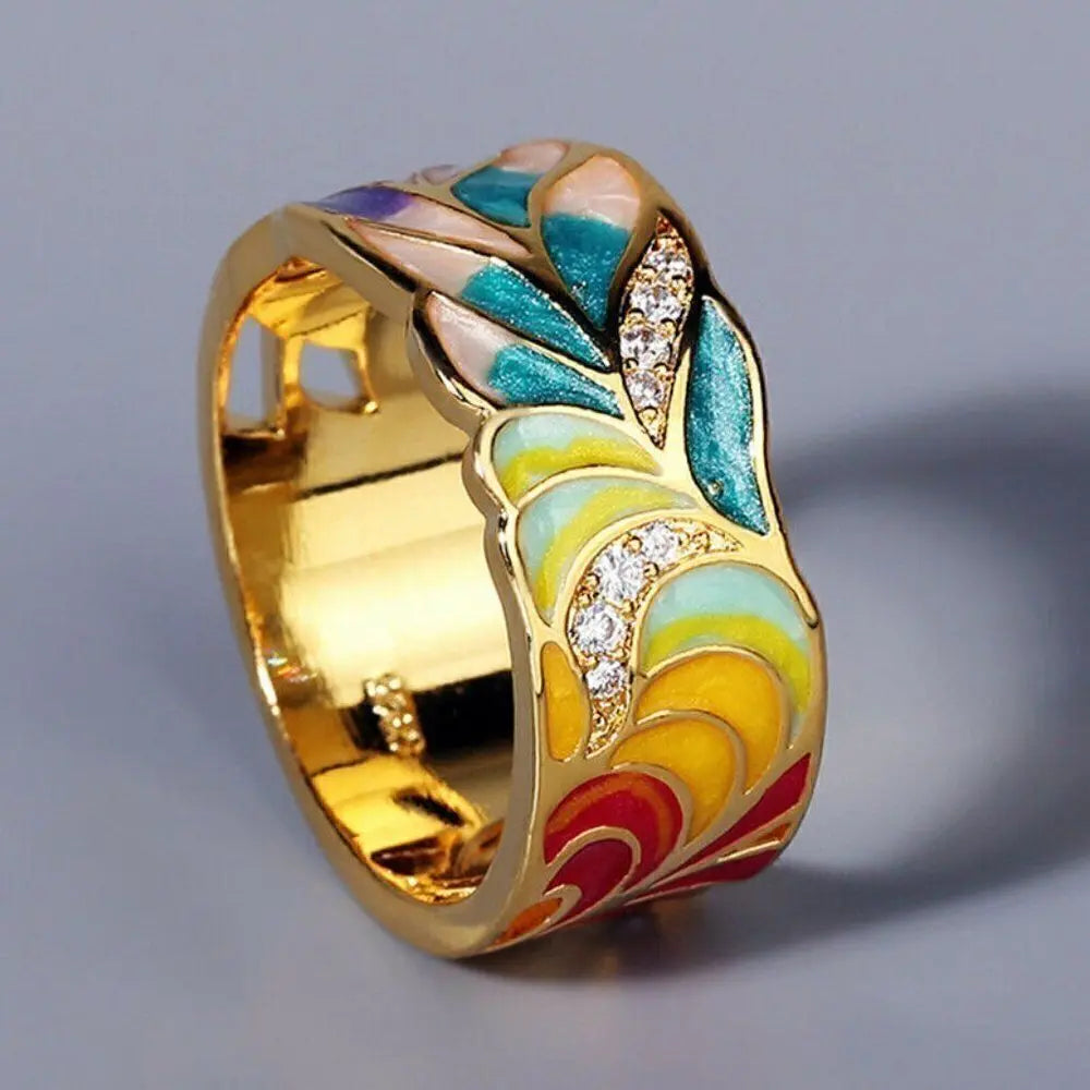 Isolde – Anillo mit handgemalten Blumen