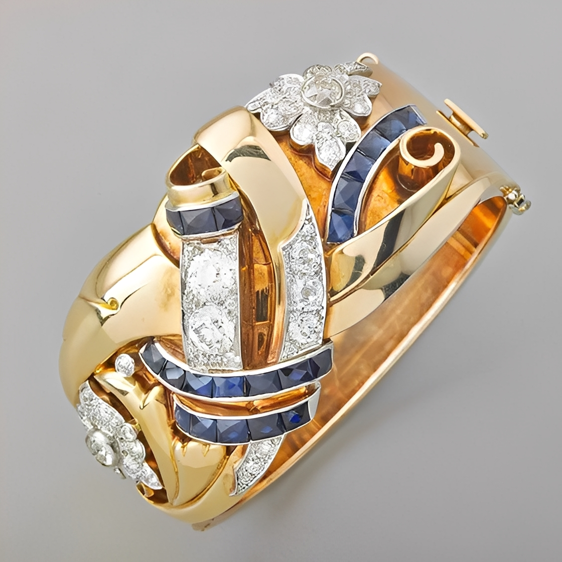Mireille – Vintage-Ring aus Gold und blauer Zirkonia
