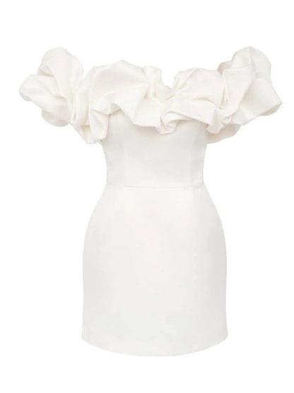 Waverly - Satin-Kleid mit schulterfreiem Rüschendetail