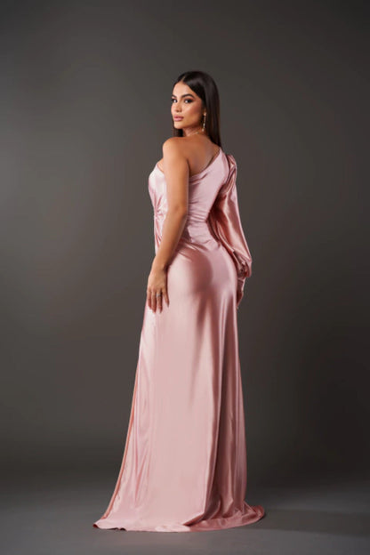 Florence – Elegantes Satinkleid mit asymmetrischer Schulter