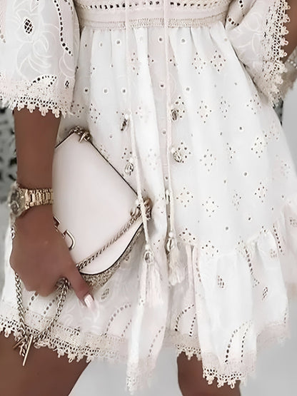 Hollie - Damen-Minikleid im eleganten Boho-Stil mit Quasten