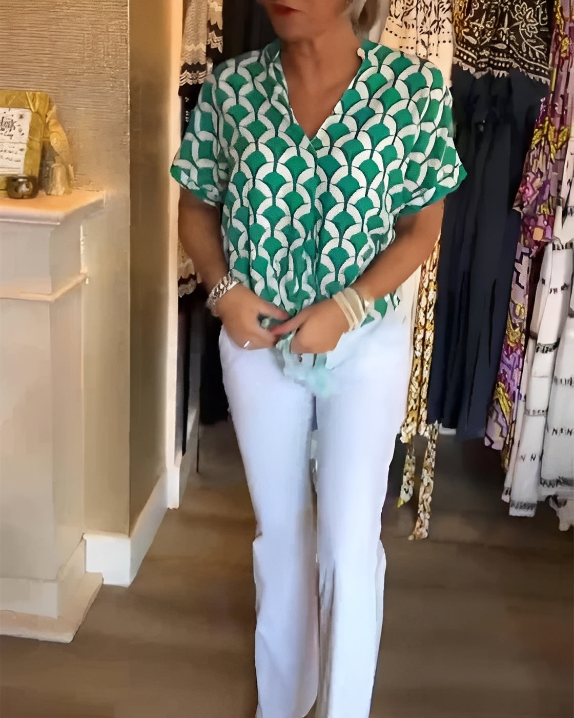 Leona - Elegantes Oberteil mit Druck für Damen