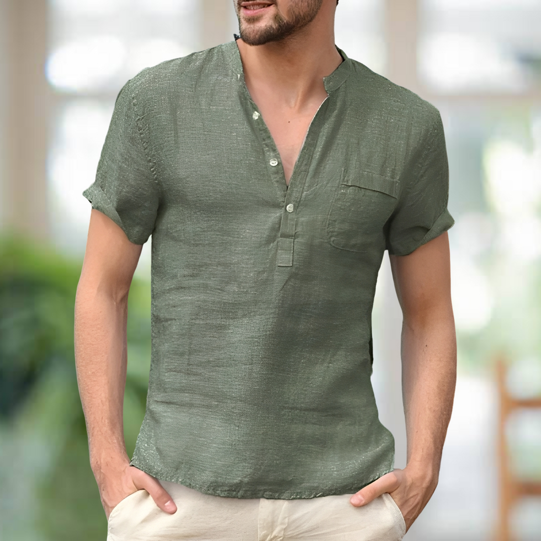 Korbin - Bequemes Shirt mit V-Ausschnitt