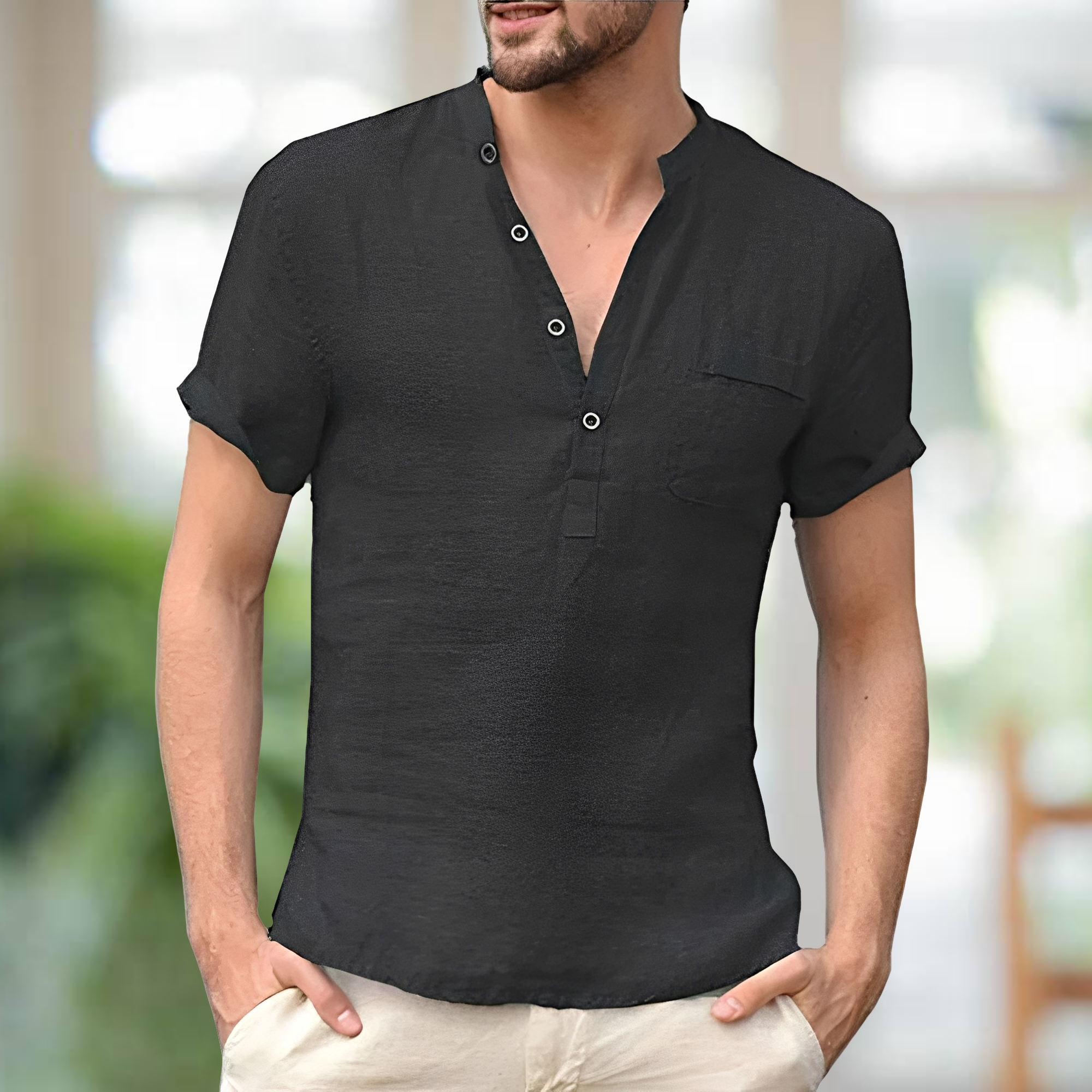Korbin - Bequemes Shirt mit V-Ausschnitt