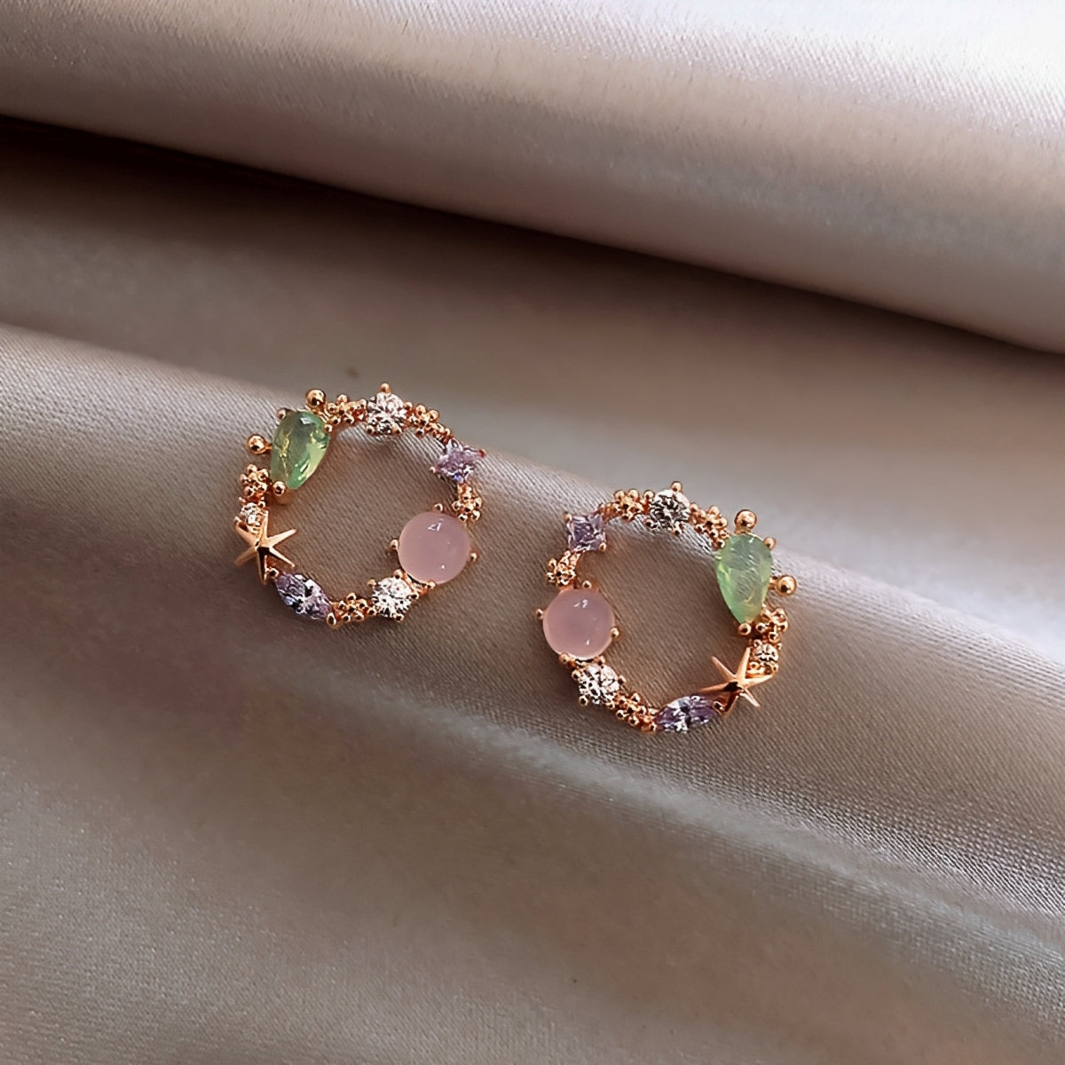 Florina – Ohrringe Blume aus Kristall und Roségold