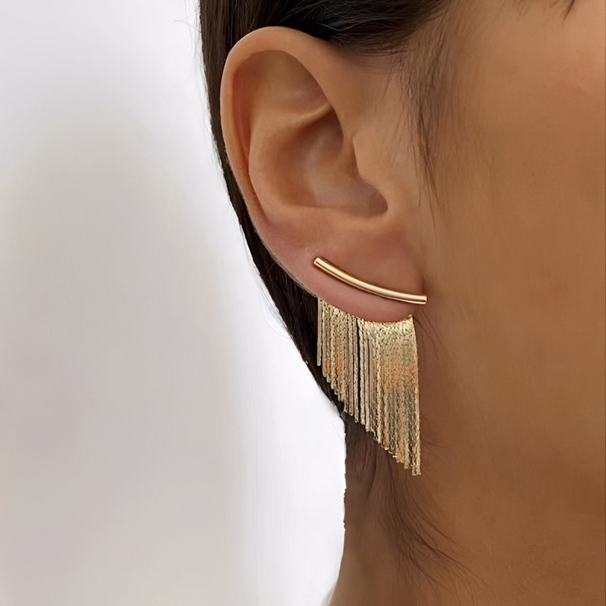 Claire – Ohrringe vintage aus Gold mit Vorhang