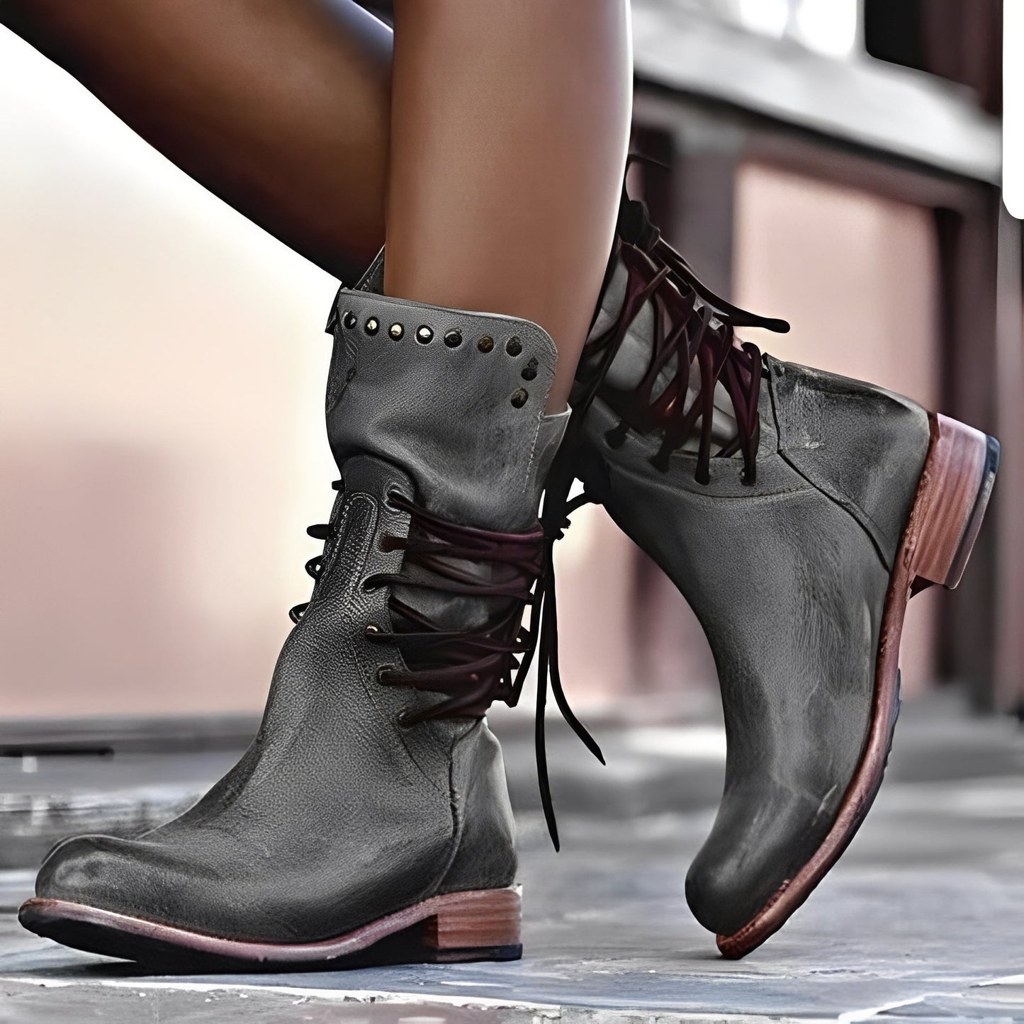 Lenora - Damenschuhe aus Vintage-Leder mit kleinem Absatz