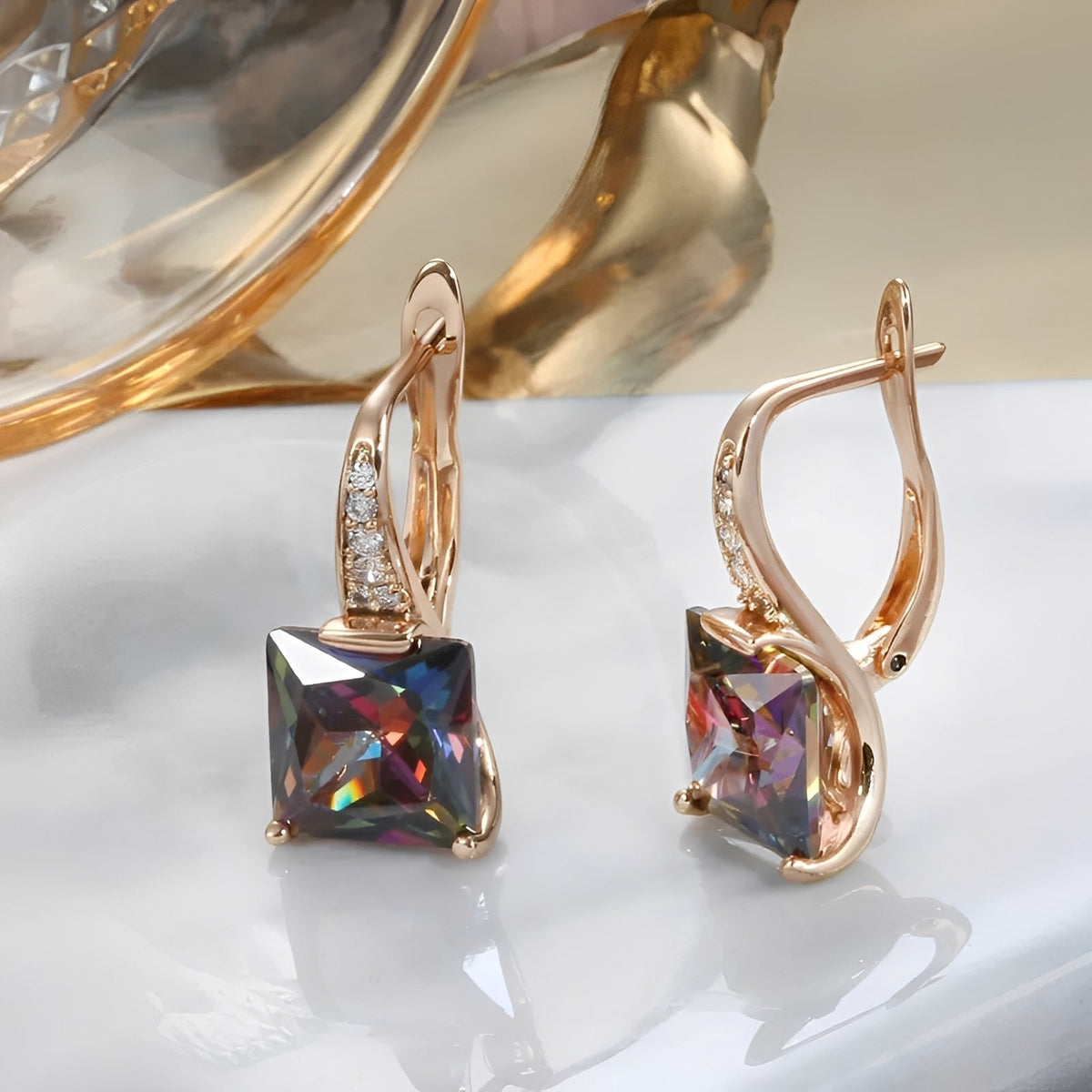 Celina – Ohrringe aus Gold mit bunten Zirkonien