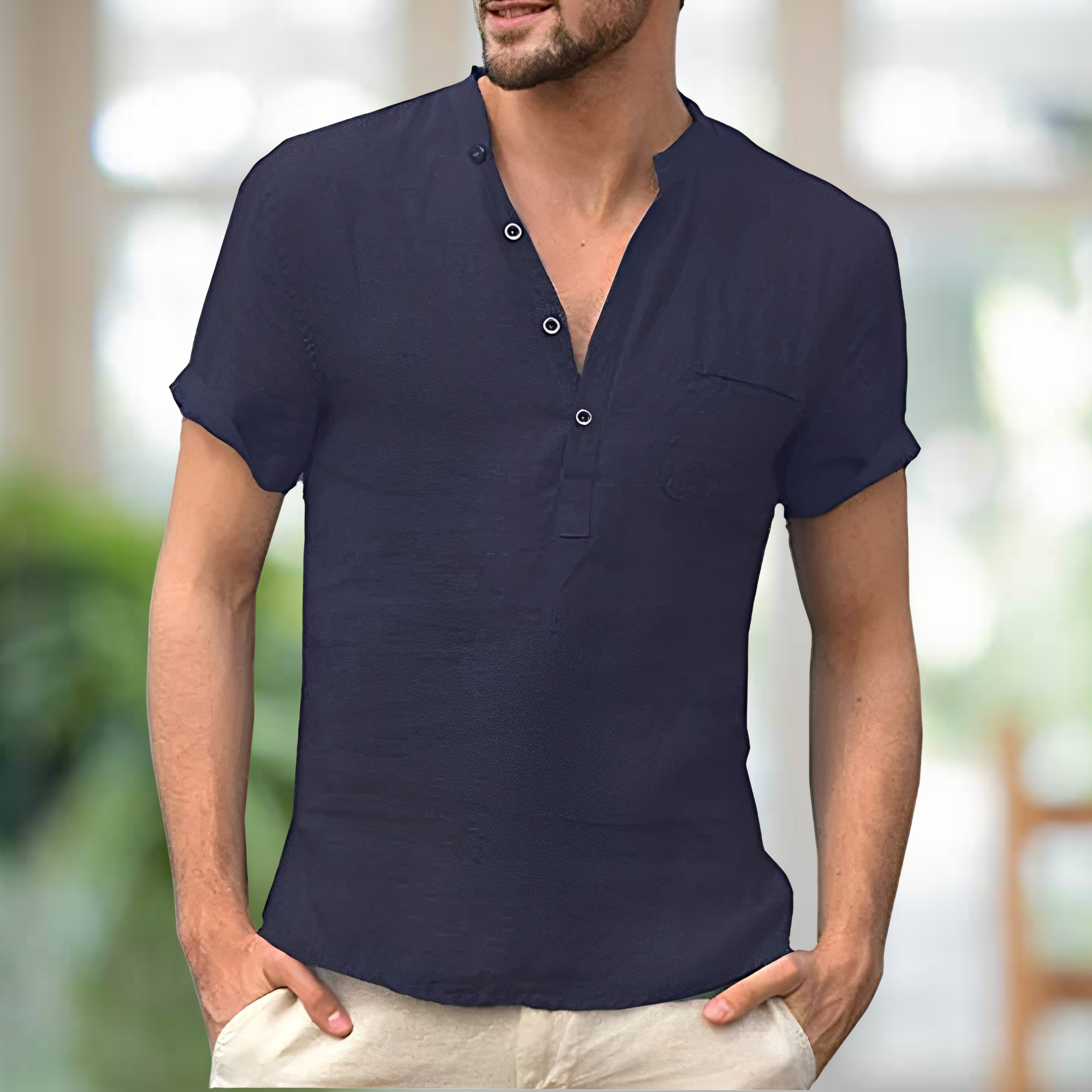 Korbin - Bequemes Shirt mit V-Ausschnitt