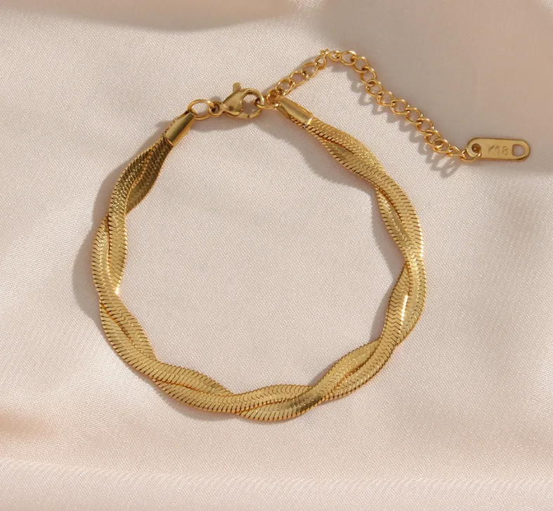 Alina – Set aus Halskette und Armband elegant gold verflochten