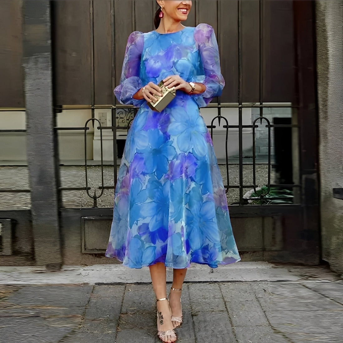 Shelley - Elegantes Midikleid mit floralem Muster für Frauen