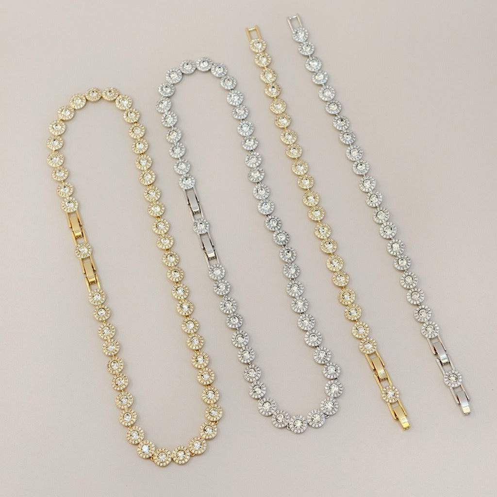 Victoria – Halskette und Armband mit rundem Glanzknopf