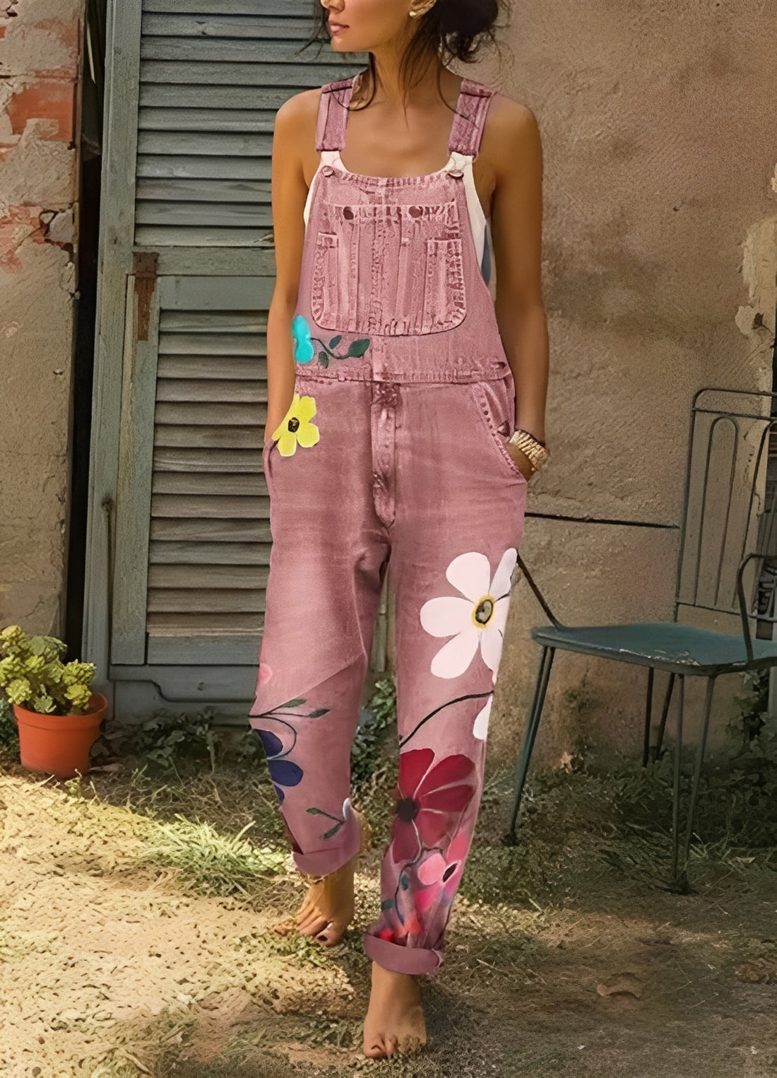 Emilia - Jeansoverall mit Blumenmuster für Damen