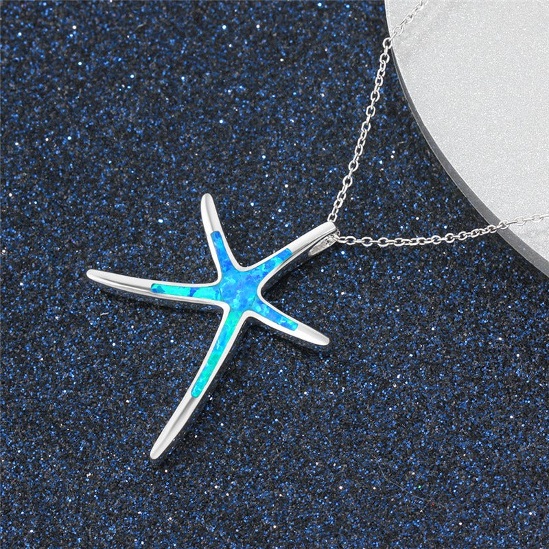 Starla – Kette aus Silber mit Seestern und blauem Opal