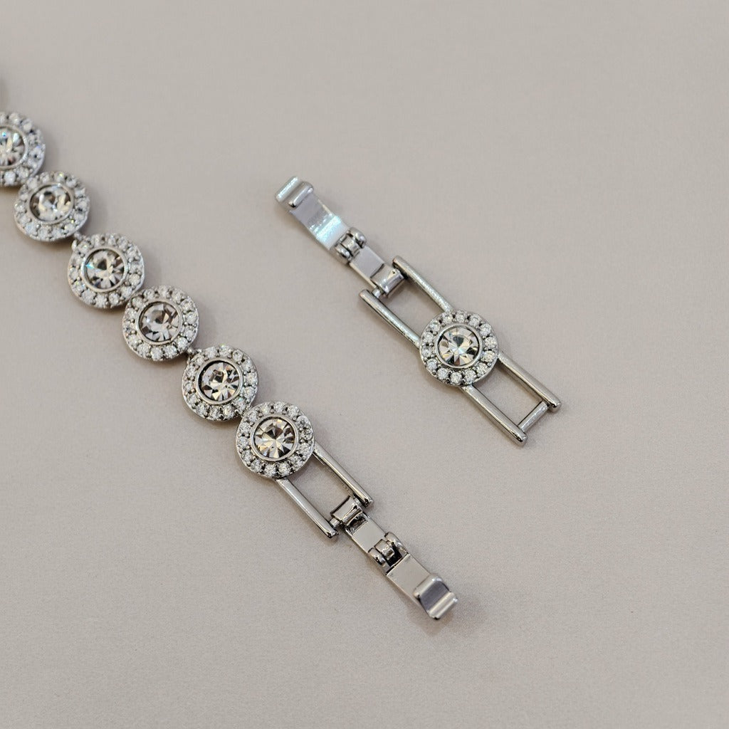 Victoria – Halskette und Armband mit rundem Glanzknopf