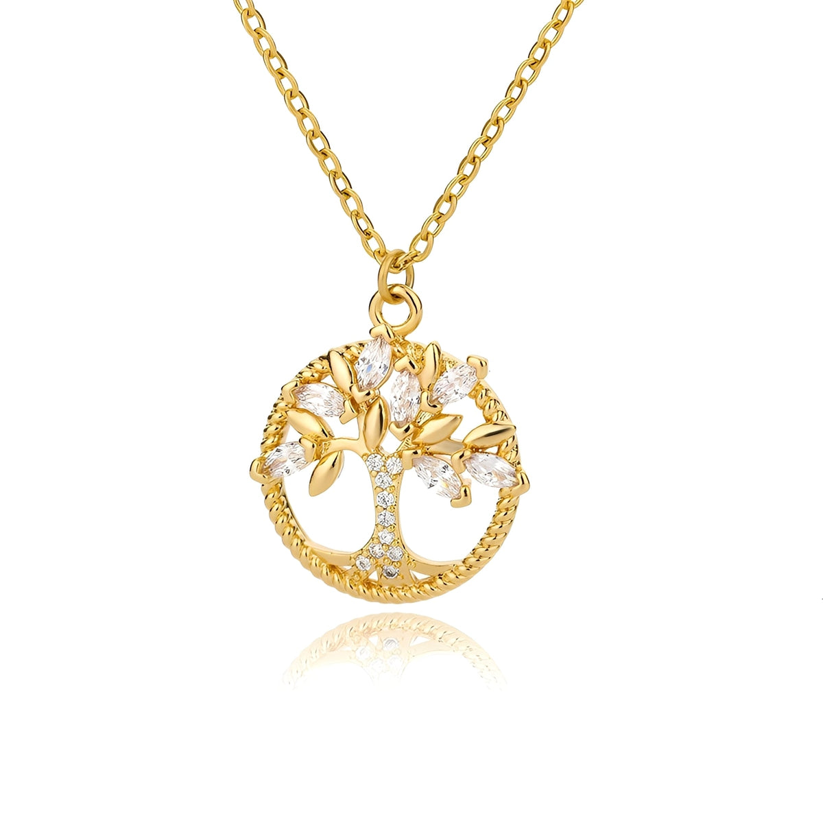 Toshi – Halskette Baum des Lebens aus Gold mit Zirkonia