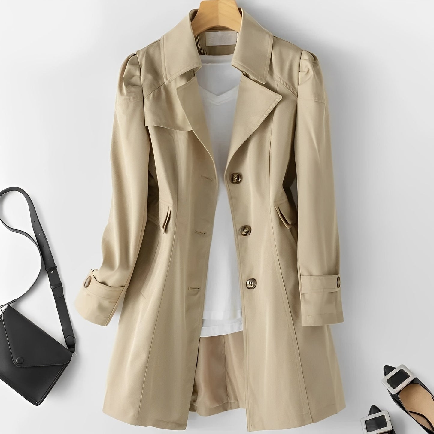 Hana - Zeitgemäßer, mittellanger Damen-Trenchcoat