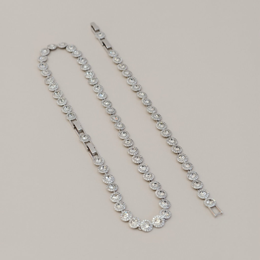 Victoria – Halskette und Armband mit rundem Glanzknopf