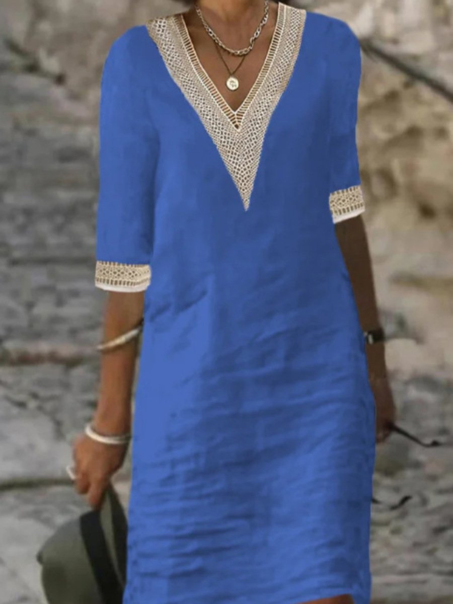 Jana - Kleid mit V-Ausschnitt und Spitzenakzenten