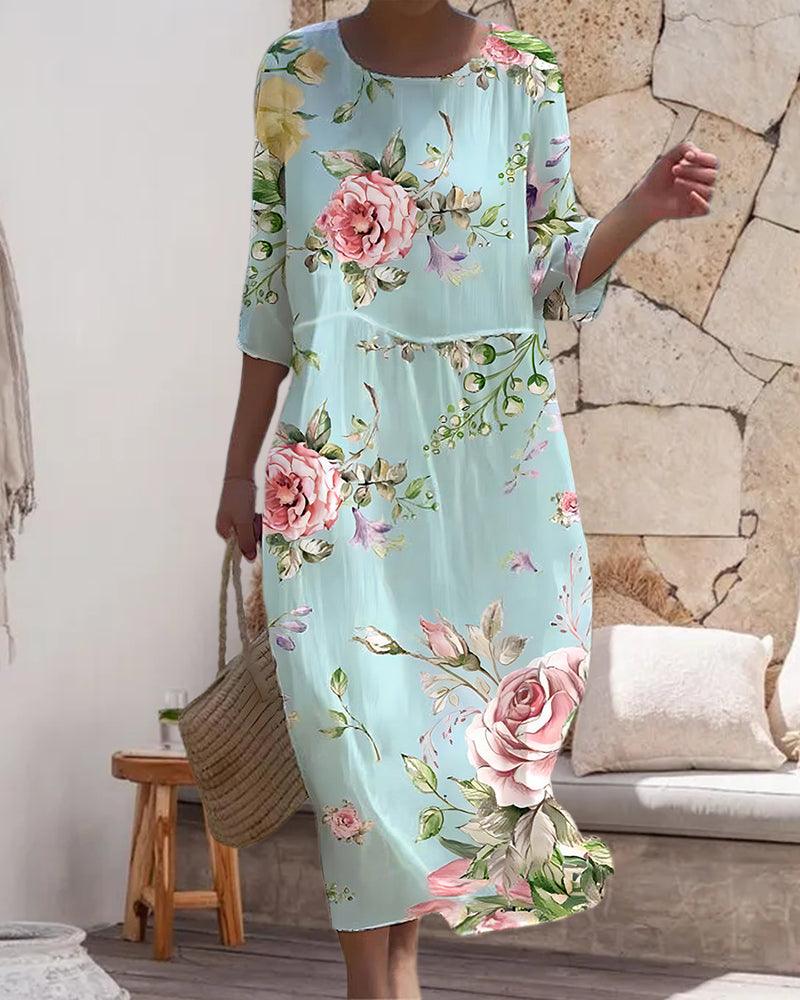 Miranda - Stilvolles Blumenkleid mit Bauchabdeckung
