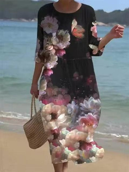 Miranda - Stilvolles Blumenkleid mit Bauchabdeckung