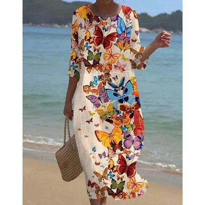 Miranda - Stilvolles Blumenkleid mit Bauchabdeckung