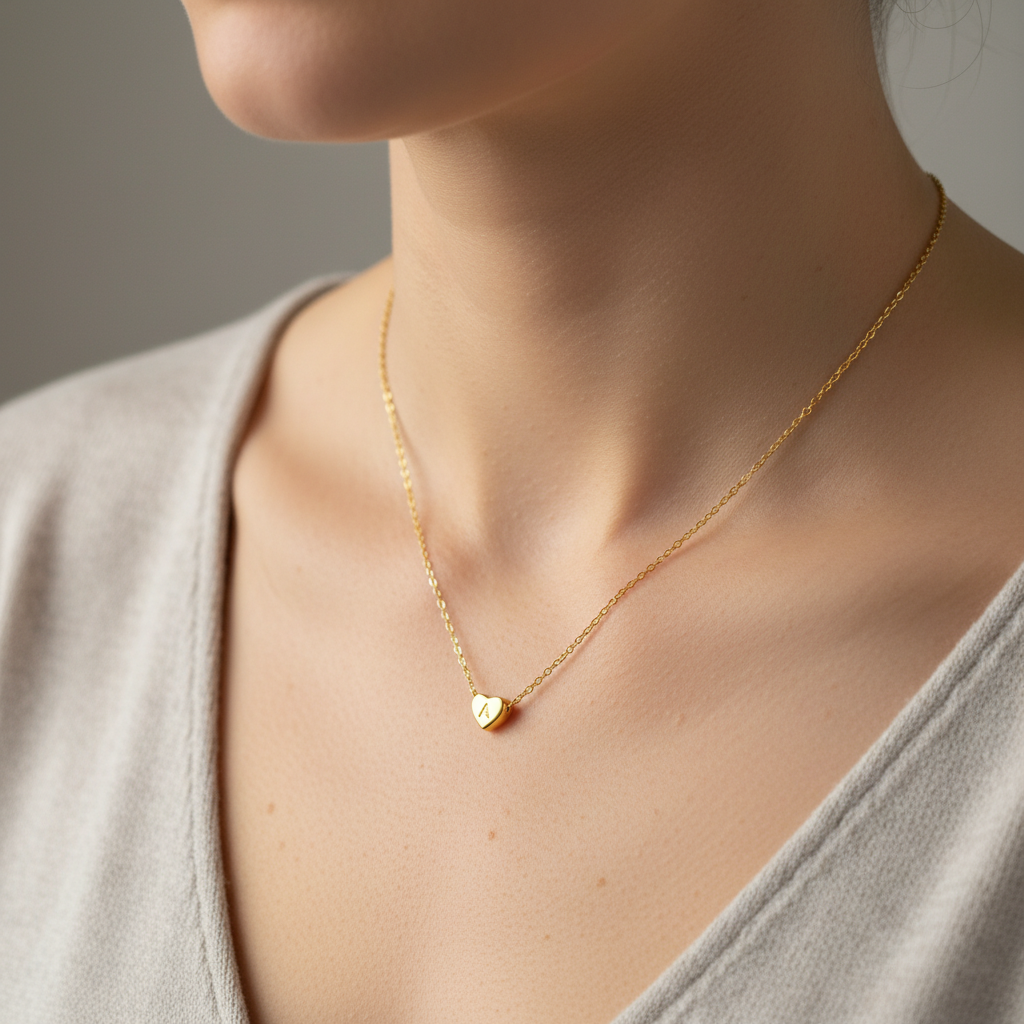 Amora – Halskette mit Initialen in Herzform Goldbeschichtung