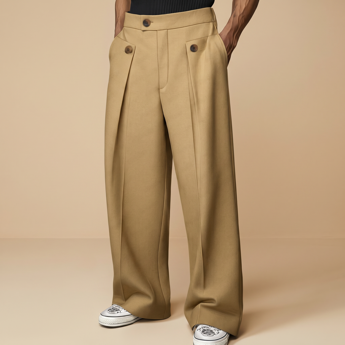 John - Modische Hose mit Weitem Schnitt und Hohem Bund