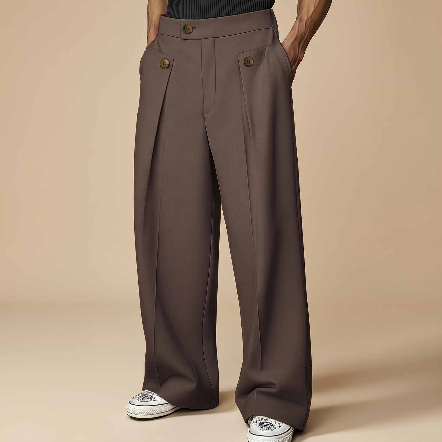John - Modische Hose mit Weitem Schnitt und Hohem Bund