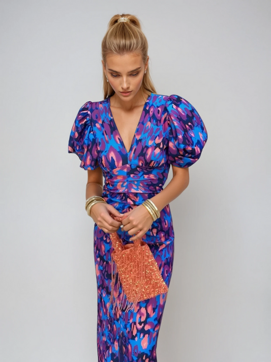 Glecy - Stilvolles Damenkleid mit Puffärmeln Charme